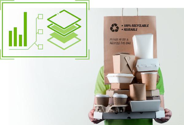 A man holding different paper packaging products 