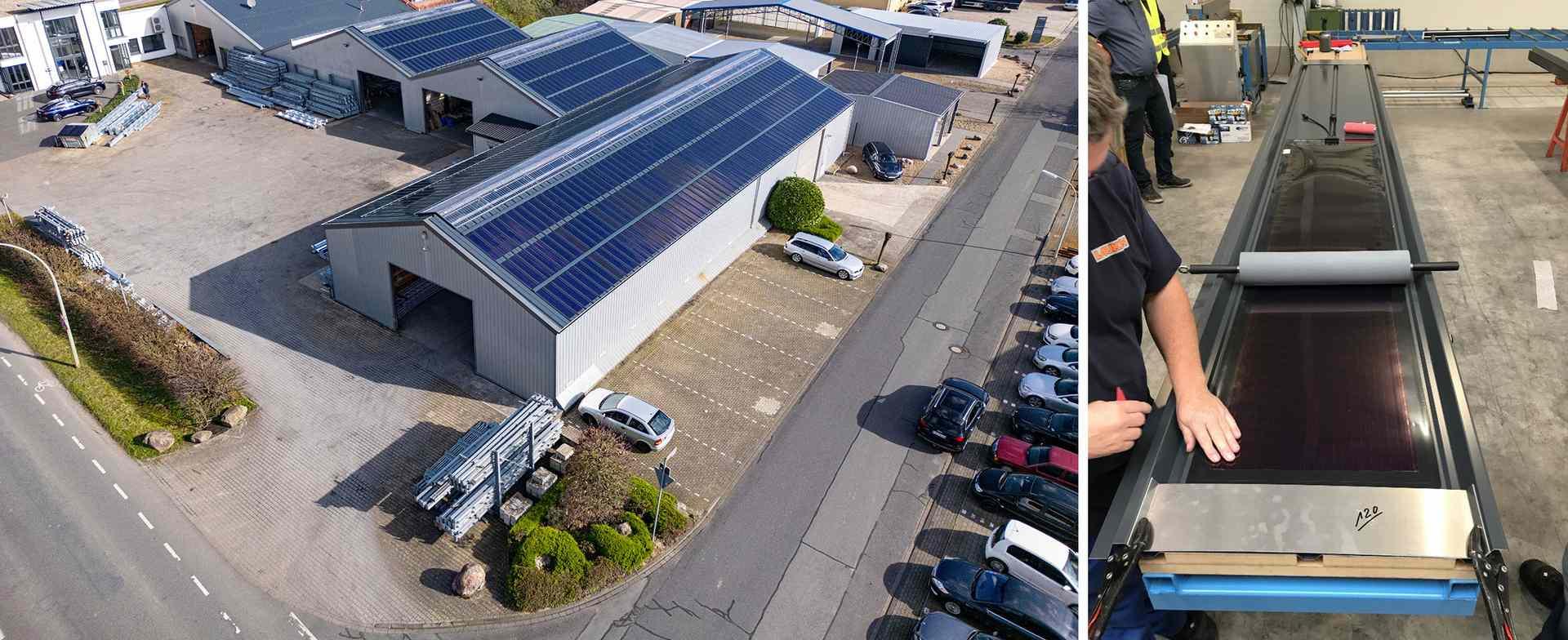 Roof renovation with prefabricated roof elements with HeliaSol at TEPE Systemhallen in Dülmen