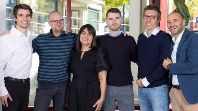 From left to right, Bradley Petkus, Gabriel Christmann (Needless), Zahra Khaliliardali (SmartHear), Andrea Morandi (SecondWave), Simon Russeil (HelioW) and Bahaa Roustom (VP Marketing & Business Development, CSEM).
