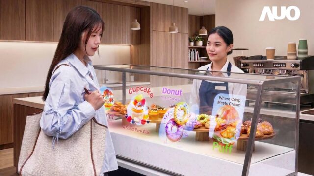 AUO has developed a 54‑inch dessert and display showcase powered by Micro LED technology, featuring high brightness, a wide color gamut, and transparent display characteristics.