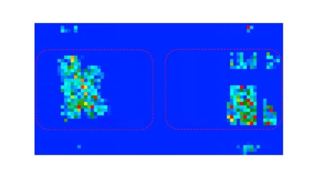 FLEXOO’s modular printed sensor matrix unlocks high‑resolution seat data while drastically reducing integration time and cost. This example shows FLEXOO’s sensors measuring the pressure distribution of an 85 kg person on the backrest (left) and seat cushion (right) of a car seat.