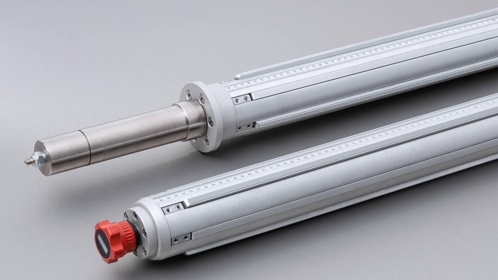 PSW-F clamping shaft in a special version with front adjustment and mechanical counter.