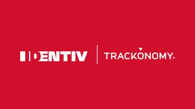 Company logos of Identiv and Trackonomy